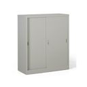 Metallschrank mit Schiebtür, 2 Regalböden, 1000 x 1200 x 450 mm, hellgrau