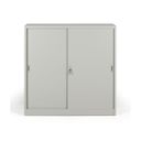 Metallschrank mit Schiebtür, 2 Regalböden, 1200 x 1200 x 450 mm, hellgrau
