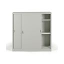 Metallschrank mit Schiebtür, 2 Regalböden, 1200 x 1200 x 450 mm, hellgrau