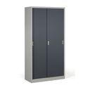 Metallschrank mit Schiebtür, 4 Regalböden, 1000 x 1990 x 450 mm, dunkelgrau