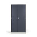Metallschrank mit Schiebtür, 4 Regalböden, 1000 x 1990 x 450 mm, dunkelgrau
