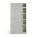 Metallschrank mit Schiebtür, 4 Regalböden, 1000 x 1990 x 450 mm, hellgrau