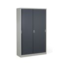 Metallschrank mit Schiebtür, 4 Regalböden, 1200 x 1990 x 450 mm, dunkelgrau