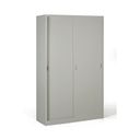 Metallschrank mit Schiebtür, zerlegt, 4 Regalböden, 1200 x 1990 x 450 mm, hellgrau
