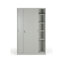 Metallschrank mit Schiebtür, zerlegt, 4 Regalböden, 1200 x 1990 x 450 mm, hellgrau