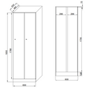 Metallspind, 2 Abteile, 1850 x 600 x 500 mm, RFID-Schloss, dunkelgraue Tür