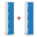 Metallspind S3 1+1 GRATIS, 4 Abteile, zerlegt, Zylinderschloss, grau/blau