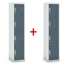 Metallspind S3 1+1 GRATIS, 4 Abteile, zerlegt, Zylinderschloss, grau/dunkelgrau