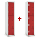 Metallspind S3 1+1 GRATIS, 5 Abteile, zerlegt, Zylinderschloss, grau/rot