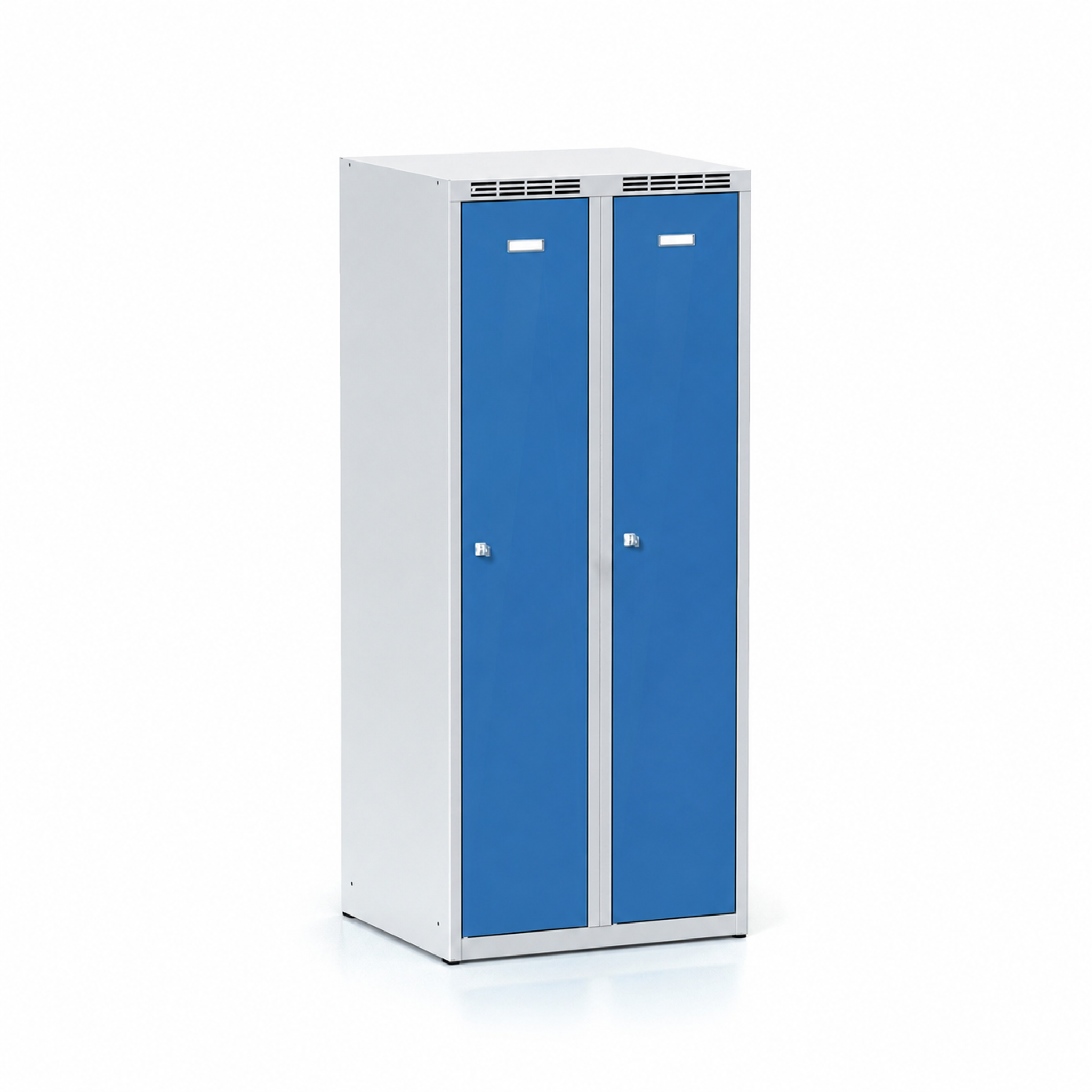 Metallspind S7, 2 Abteile, 1500 x 600 x 500 mm, Drehriegelschloss, blaue Tür