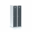 Metallspind S7, 2 Abteile, 1500 x 600 x 500 mm, zerlegt, Zylinderschloss, graphitfarbene Türen