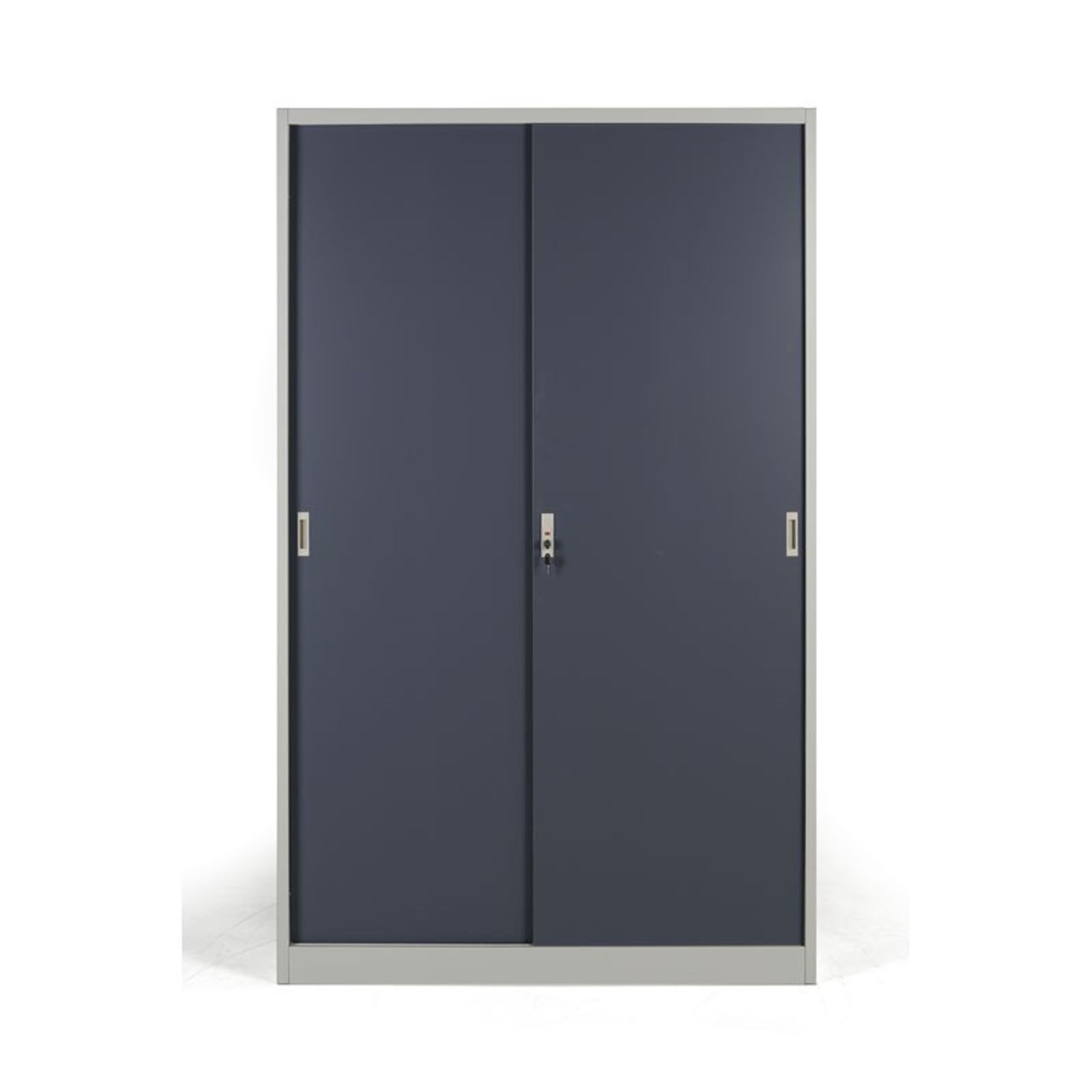 Metalowa szafa z przesuwnymi drzwiami, 4 półki, 1200 x 1990 x 450 mm, ciemnoszary