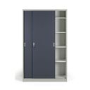 Metalowa szafa z przesuwnymi drzwiami, 4 półki, 1200 x 1990 x 450 mm, ciemnoszary