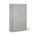 Metalowa szafa z przesuwnymi drzwiami, 4 półki, 1200 x 1990 x 450 mm, jasnoszary