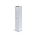 Metalowa szafka skrytkowa, 2 schowki, 1800 x 300 x 500 mm, zamek cylindryczny, drzwi szare