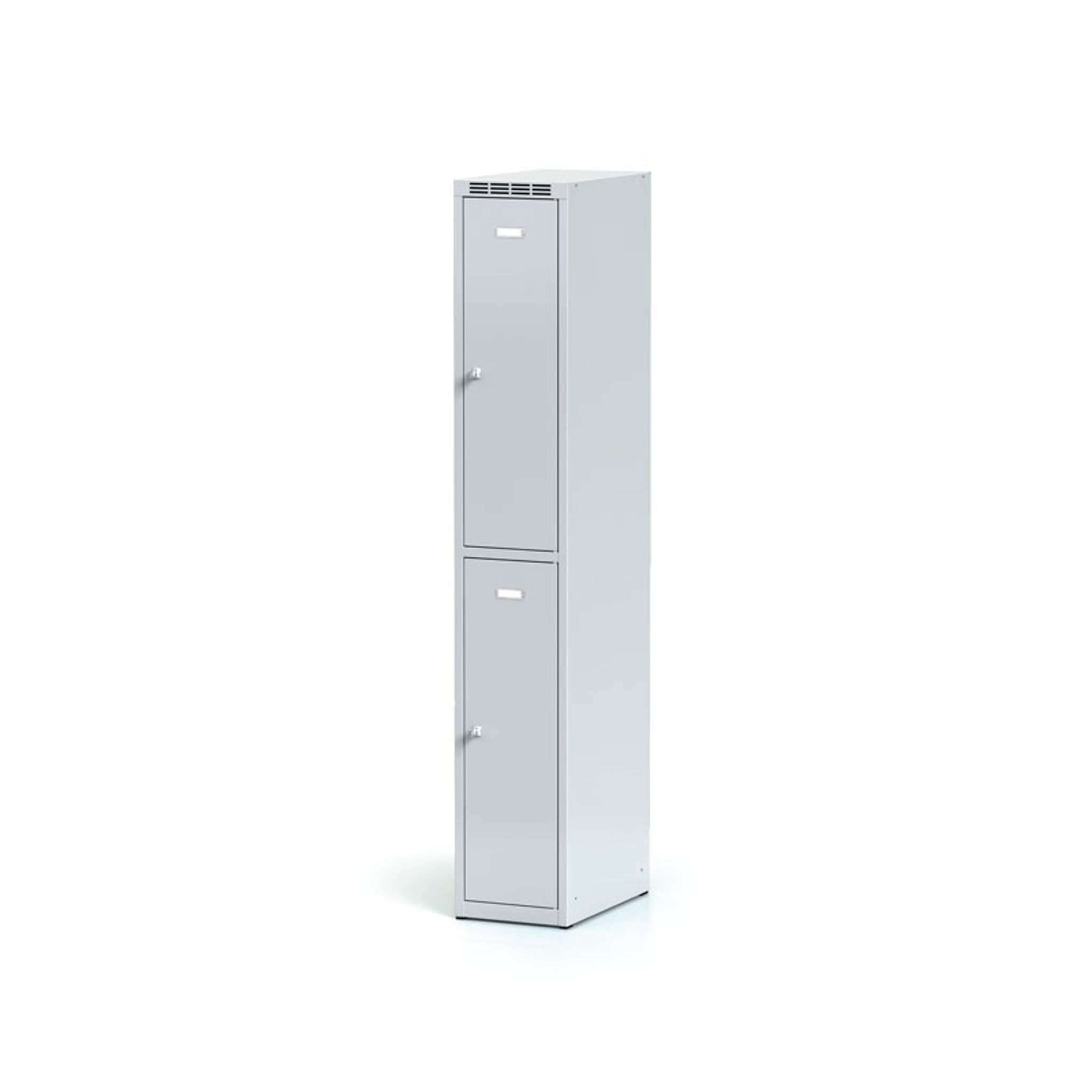 Metalowa szafka skrytkowa, 2 schowki, 1800 x 300 x 500 mm, zamek obrotowy
