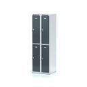 Metalowa szafka skrytkowa, 4 schowki, 1800 x 600 x 500 mm, zamek cylindryczny, drzwi ciemnoszare