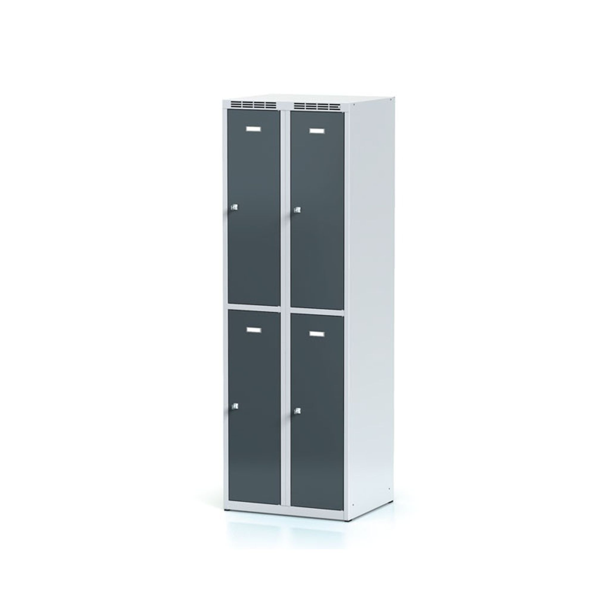 Metalowa szafka skrytkowa, 4 schowki, 1800 x 600 x 500 mm, zamek cylindryczny, drzwi ciemnoszare
