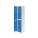 Metalowa szafka skrytkowa, 4 schowki, 1800 x 600 x 500 mm, zamek cylindryczny, drzwi niebieskie