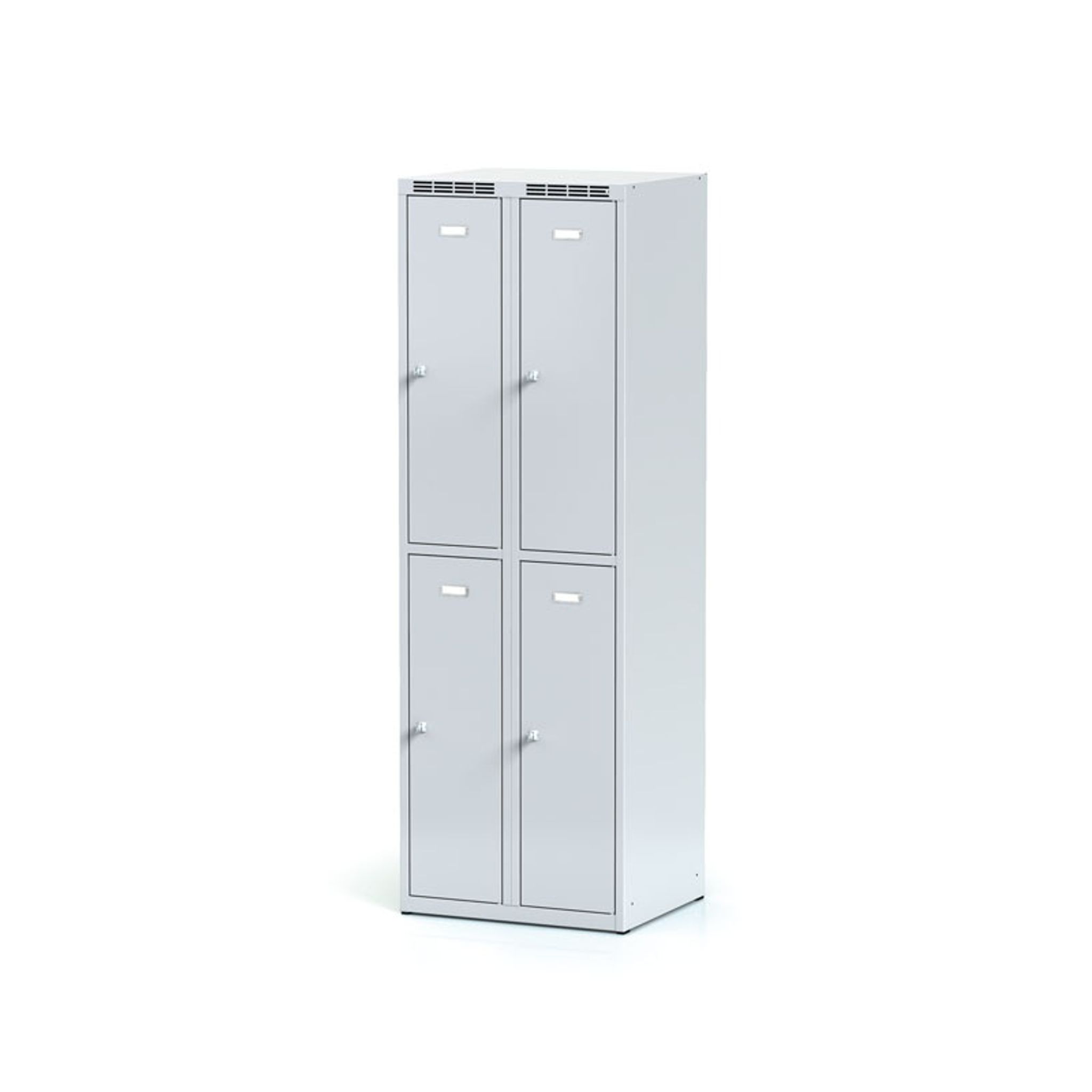 Metalowa szafka skrytkowa, 4 schowki, 1800 x 600 x 500 mm, zamek cylindryczny, drzwi szare