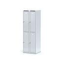 Metalowa szafka skrytkowa, 4 schowki, 1800 x 600 x 500 mm, zamek obrotowy, drzwi szare
