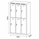 Metalowa szafka skrytkowa, 6 schowków, 1800 x 900 x 500 mm, zamek cylindryczny, drzwi szare