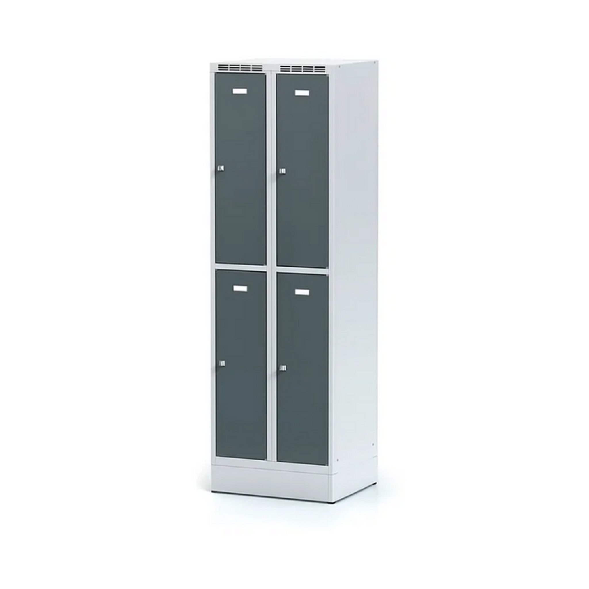 Metalowa szafka skrytkowa na cokole, 4 schowki, 1920 x 600 x 500 mm, zamek cylindryczny