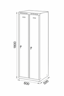 Metalowa szafka ubraniowa, 2-drzwiowa, 1800 x 600 x 500 mm, zamek cylindryczny, drzwi szare