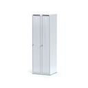 Metalowa szafka ubraniowa, 2-drzwiowa, 1800 x 600 x 500 mm, zamek obrotowy, szare dwupłaszczowe drzwi