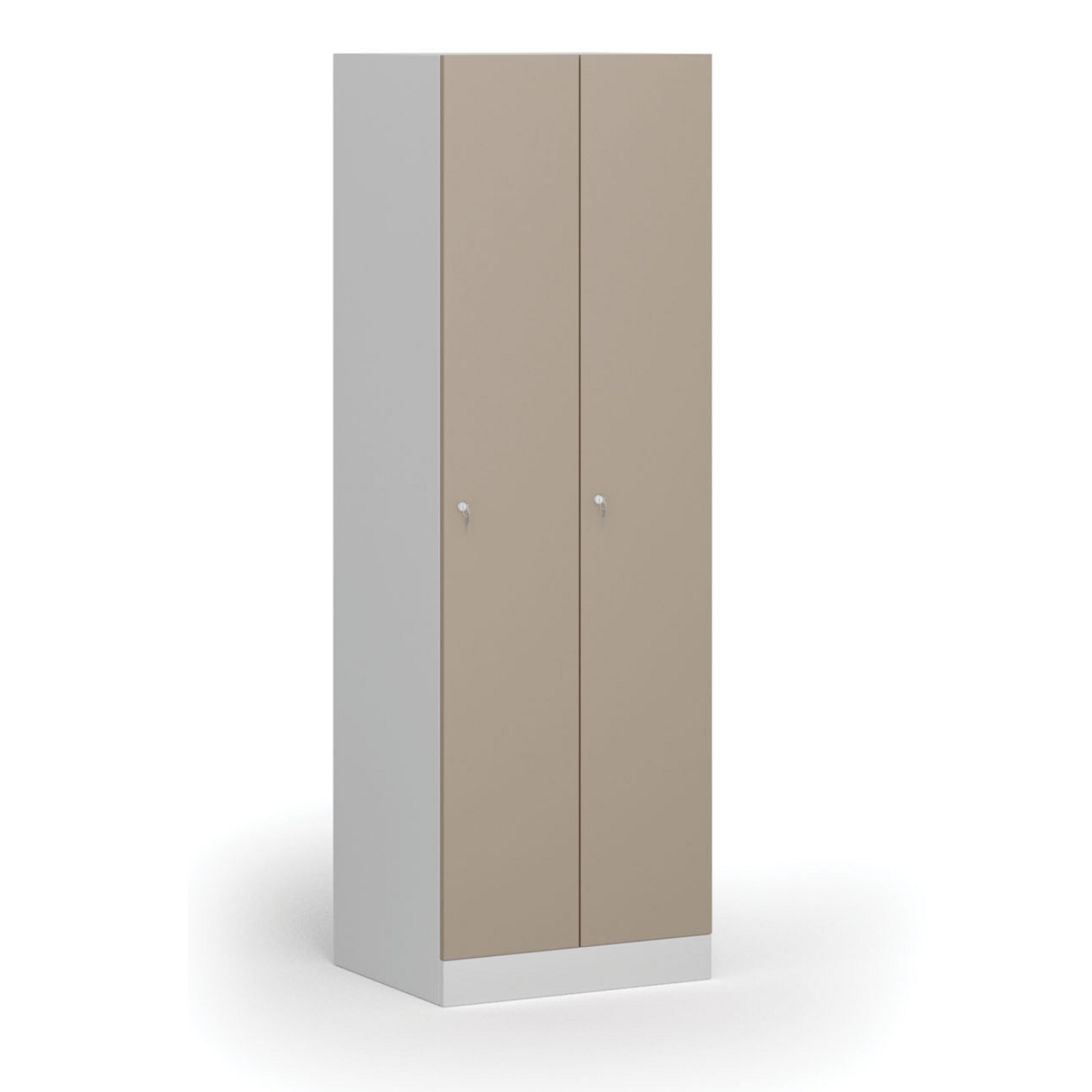 Metalowa szafka ubraniowa, 2-drzwiowa, 1850 x 600 x 500 mm, demontaż, zamek cylindryczny, drzwi beżowe