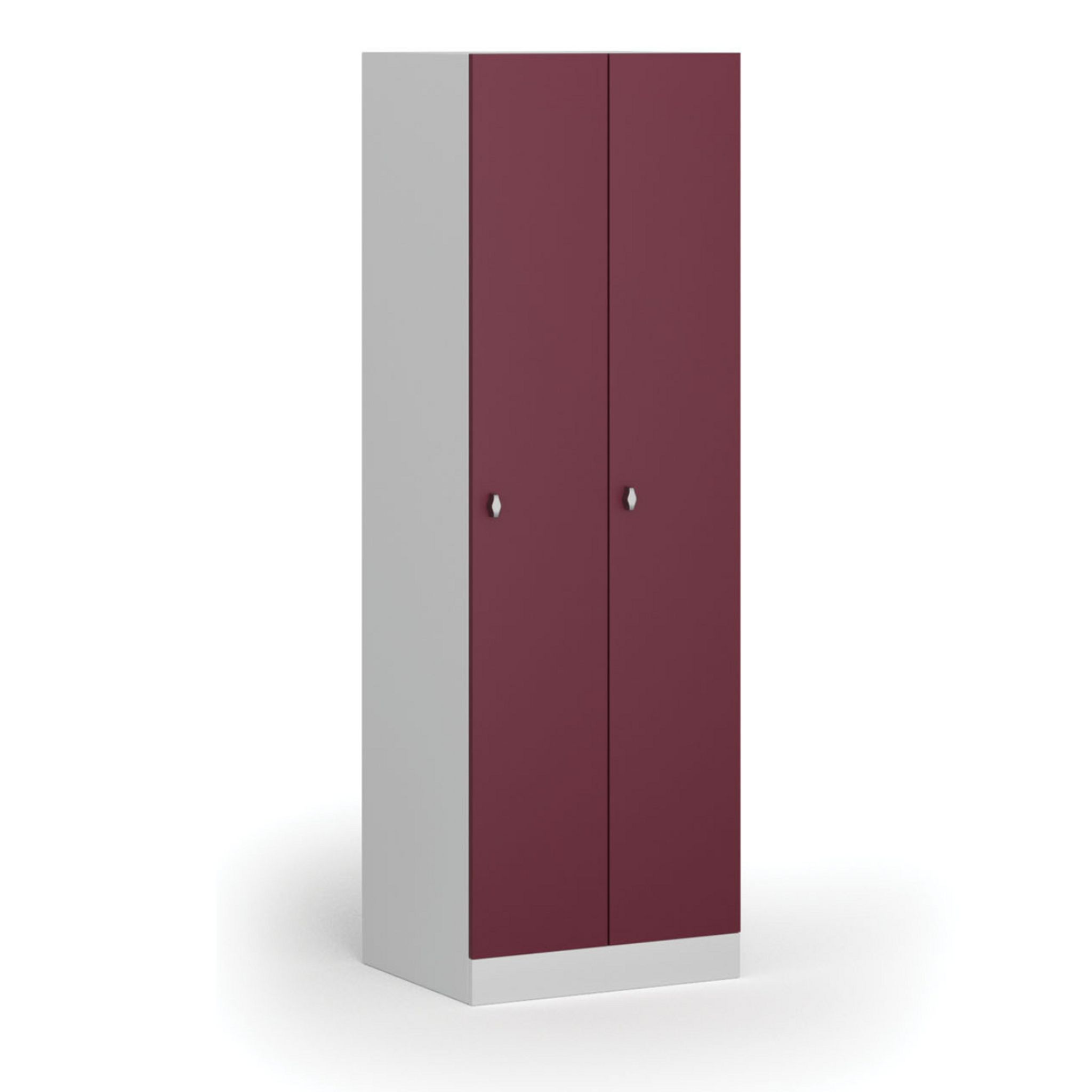 Metalowa szafka ubraniowa, 2-drzwiowa, 1850 x 600 x 500 mm, demontaż, zamek obrotowy, drzwi czerwone