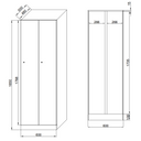 Metalowa szafka ubraniowa, 2-drzwiowa, 1850 x 600 x 500 mm, zamek cylindryczny, drzwi czerwone