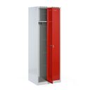 Metalowa szafka ubraniowa na cokole, 2-drzwiowa, 1800 x 600 x 500 mm, zamek cylindryczny, drzwi czerwone