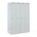 Metalowa szafka ubraniowa na cokole, 2-drzwiowa, 1800 x 600 x 500 mm, zamek cylindryczny, drzwi czerwone