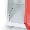 Metalowa szafka ubraniowa na cokole, 2-drzwiowa, 1800 x 600 x 500 mm, zamek cylindryczny, drzwi czerwone