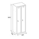 Metalowa szafka ubraniowa na cokole, 2-drzwiowa, 1800 x 600 x 500 mm, zamek cylindryczny, drzwi czerwone