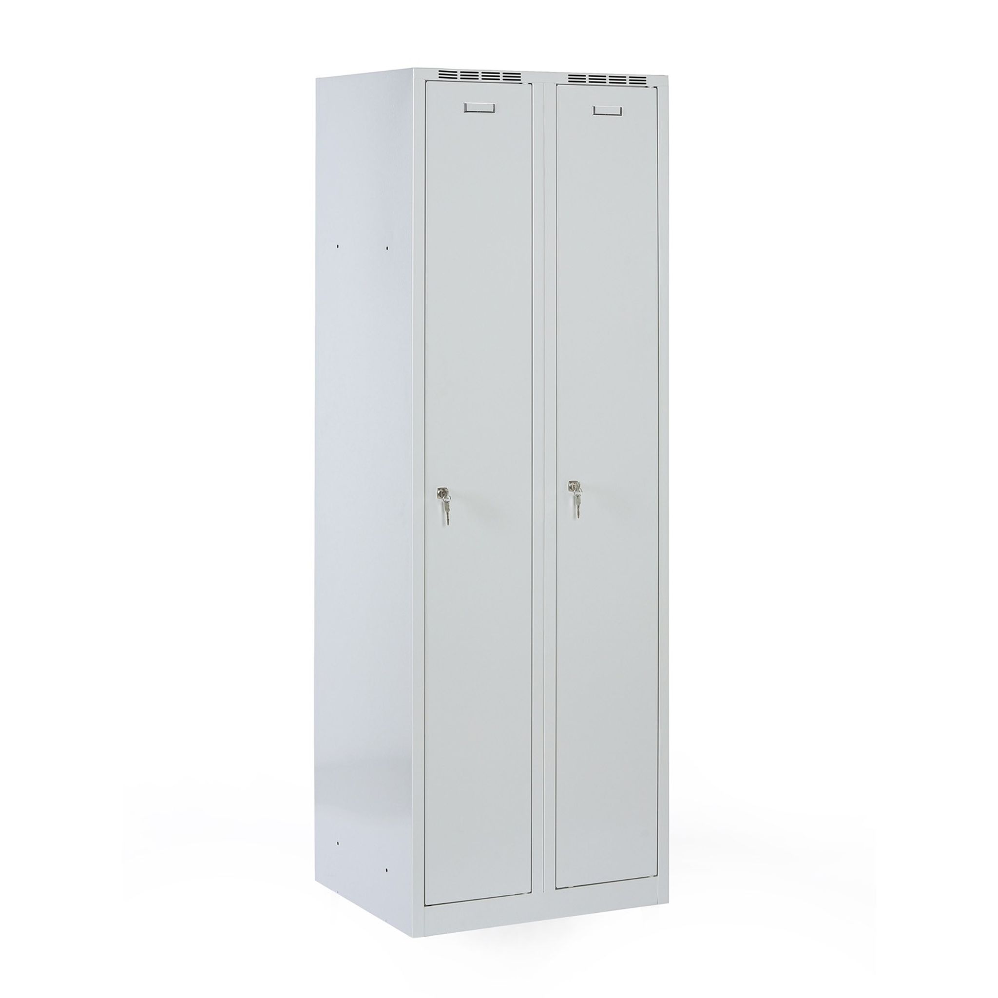Metalowa szafka ubraniowa na cokole, 2-drzwiowa, 1800 x 600 x 500 mm, zamek cylindryczny
