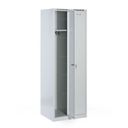 Metalowa szafka ubraniowa na cokole, 2-drzwiowa, 1800 x 600 x 500 mm, zamek cylindryczny, drzwi szare