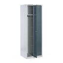 Metalowa szafka ubraniowa na cokole, 2-drzwiowa, 1800 x 600 x 500 mm, zamek obrotowy, drzwi ciemnoszare