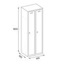 Metalowa szafka ubraniowa na cokole, 2-drzwiowa, 1800 x 600 x 500 mm, zamek obrotowy, drzwi czerwone