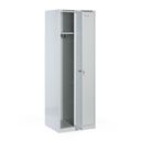 Metalowa szafka ubraniowa na cokole, 2-drzwiowa, 1800 x 600 x 500 mm, zamek obrotowy, drzwi szare