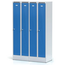Metalowa szafka ubraniowa na cokole, 2-drzwiowa, 1920 x 600 x 500 mm, zamek cylindryczny, drzwi czerwone
