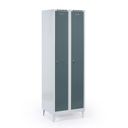 Metalowa szafka ubraniowa na nogach, 2-drzwiowa, 1920 x 600 x 500 mm, zamek cylindryczny, drzwi ciemnoszare