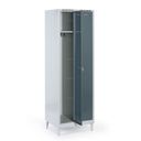 Metalowa szafka ubraniowa na nogach, 2-drzwiowa, 1920 x 600 x 500 mm, zamek cylindryczny, drzwi ciemnoszare