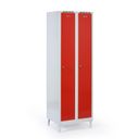 Metalowa szafka ubraniowa na nogach, 2-drzwiowa, 1920 x 600 x 500 mm, zamek cylindryczny, drzwi czerwone