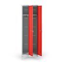 Metalowa szafka ubraniowa na nogach, 2-drzwiowa, 1920 x 600 x 500 mm, zamek cylindryczny, drzwi czerwone