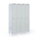 Metalowa szafka ubraniowa na nogach, 2-drzwiowa, 1920 x 600 x 500 mm, zamek cylindryczny, drzwi czerwone