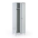 Metalowa szafka ubraniowa na nogach, 2-drzwiowa, 1920 x 600 x 500 mm, zamek cylindryczny, drzwi szare