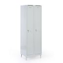 Metalowa szafka ubraniowa na nogach, 2-drzwiowa, 1920 x 600 x 500 mm, zamek cylindryczny, drzwi szare