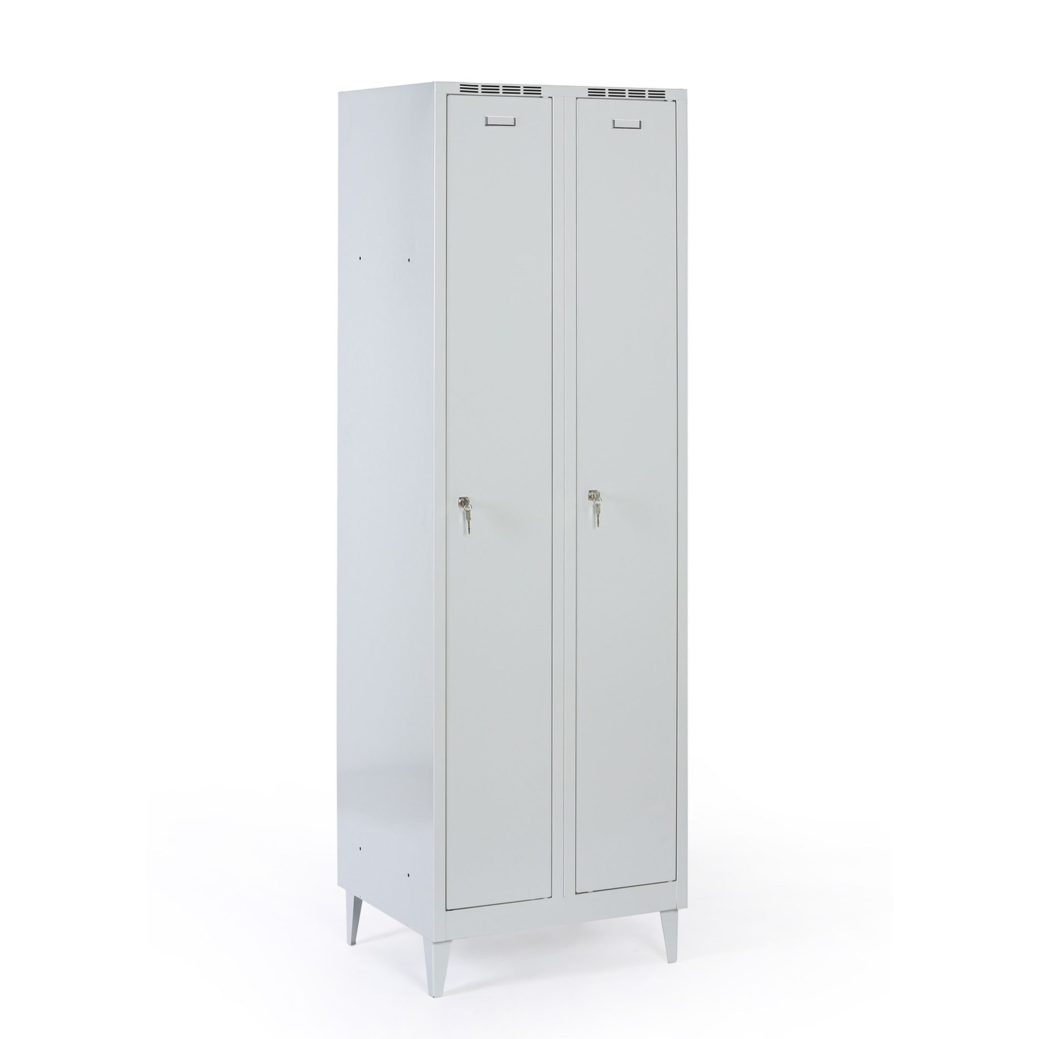 Metalowa szafka ubraniowa na nogach, 2-drzwiowa, 1920 x 600 x 500 mm, zamek cylindryczny
